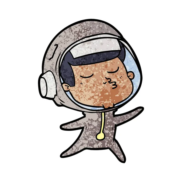 Wektor Ilustracja Kreskówka Pewnie Astronauta — Wektor stockowy