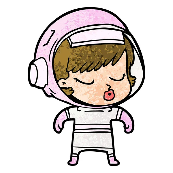 Desenho Animado Menina Astronauta Bonita — Vetor de Stock