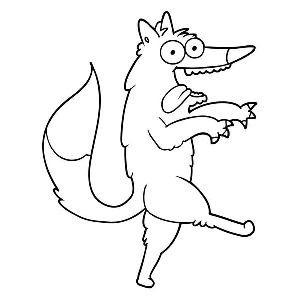 Vector Illustration Crazed Cartoon Wolf — Stock Vector