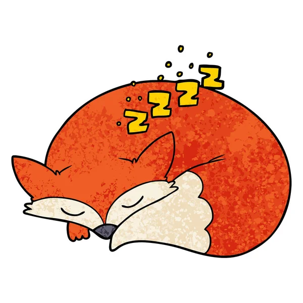 Vektorové Ilustrace Karikatura Spaní Fox — Stockový vektor
