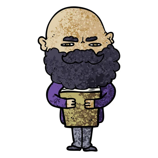 Cartoon Man Beard Frowning — Stock Vector