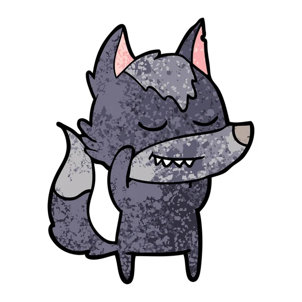 Vektorillustration Des Freundlichen Zeichentrickwolfs — Stockvektor