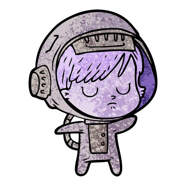 Vektorillustration Tecknad Astronaut Kvinna — Stock vektor