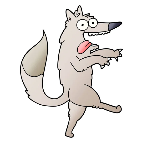 Vector Illustration Crazed Cartoon Wolf — Stock Vector