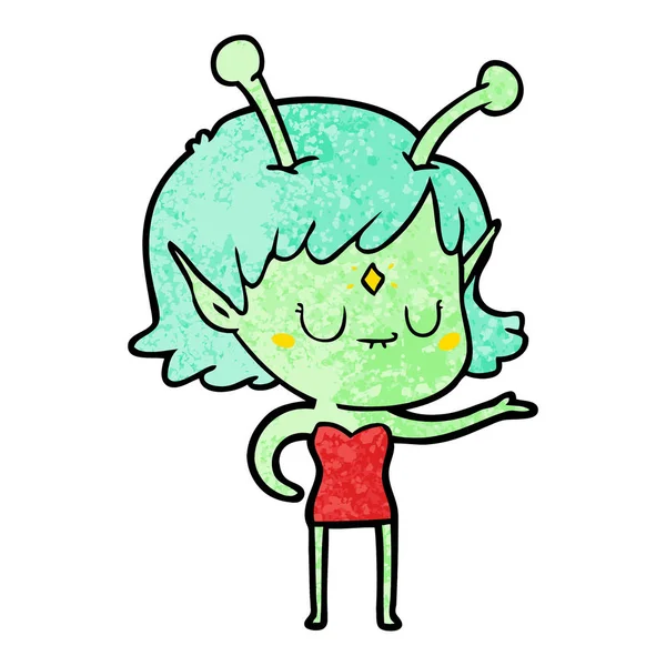 Vector Ilustración Dibujos Animados Chica Alienígena — Vector de stock