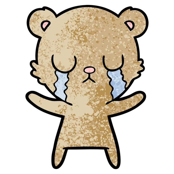 Vector Illustration Crying Cartoon Bear — Stock Vector