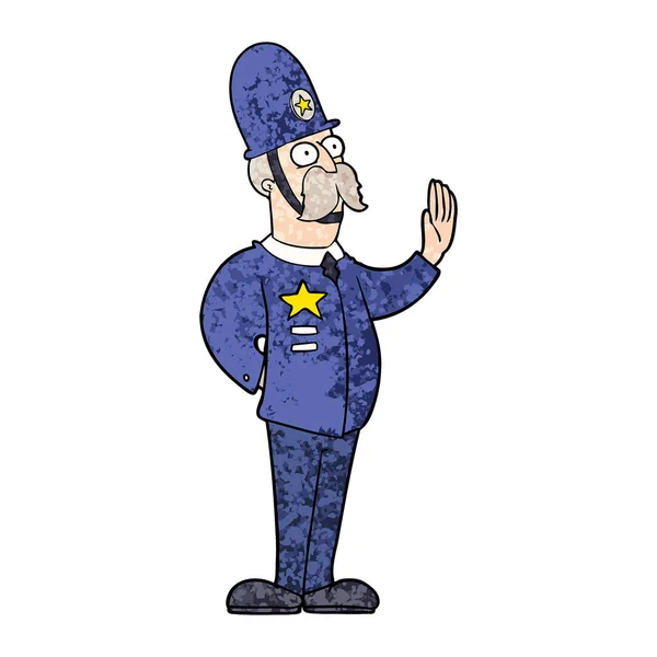 Cartoon Polis Gör Stopp Gest — Stock vektor