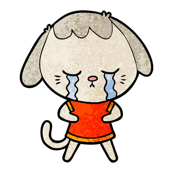 Lindo Cachorro Llorando Dibujos Animados — Vector de stock