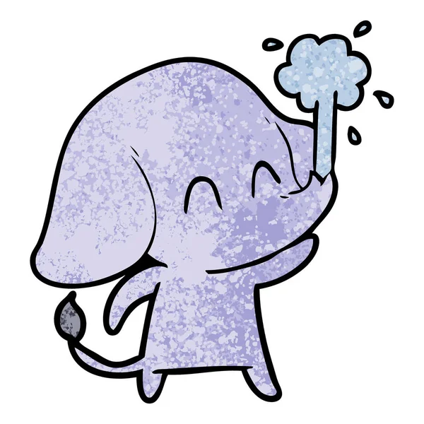 Gullig Tecknad Elefant Sprutande Vatten — Stock vektor