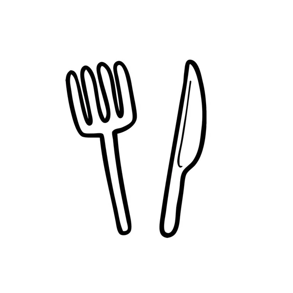 Couteau Fourchette Dessin Animé — Image vectorielle