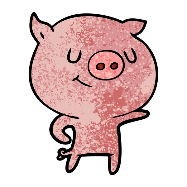 Vector Illustration Happy Cartoon Pig — Stock Vector