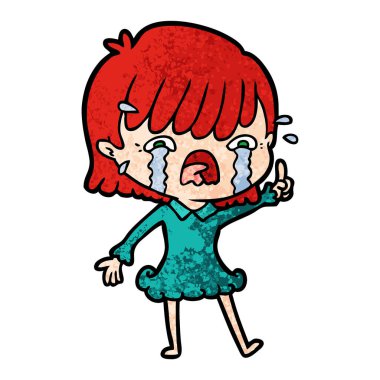 vektör çizim karikatür kız ağlıyor