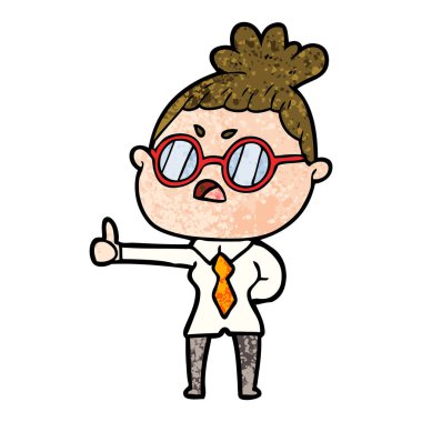 Çizgi filmdeki kadının vektör çizimi