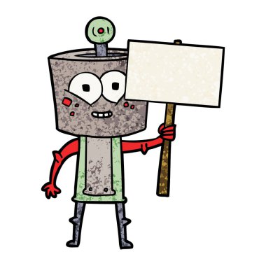 mutlu karikatür robot vektör çizim