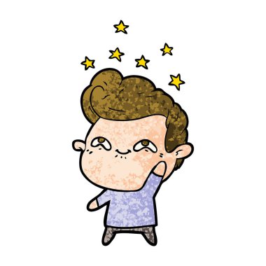 vektör çizim karikatür dostum heyecanlı