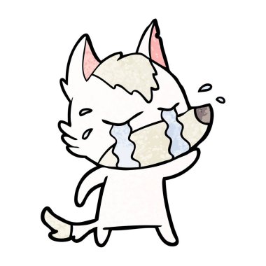 vektör çizim karikatür ağlayan kurt