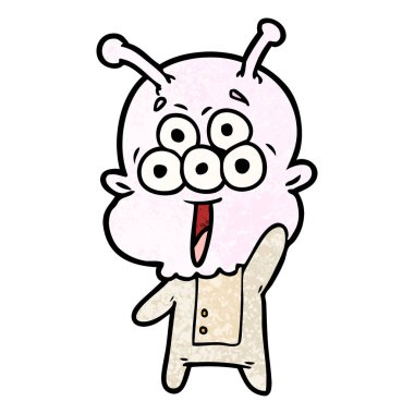 mutlu çizgi film uzaylı vektör çizim