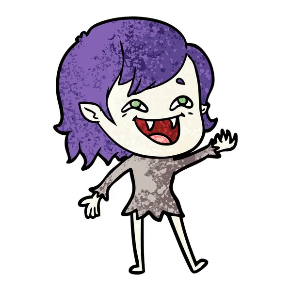 Desenho Animado Rindo Vampiro Menina —  Vetores de Stock