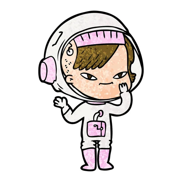 Vector Ilustración Dibujos Animados Astronauta Mujer — Vector de stock