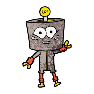 mutlu karikatür robot vektör çizim