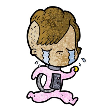 Ağlayan kızın vektör çizimi