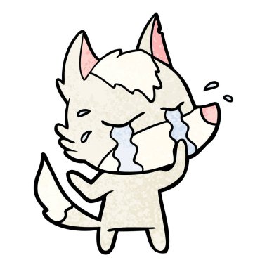 vektör çizim karikatür ağlayan kurt