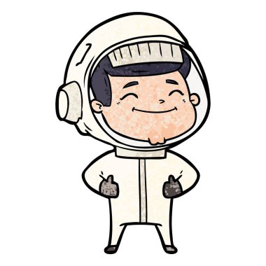 mutlu karikatür astronot vektör çizim