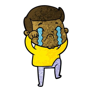vektör çizim karikatür adam ağlıyor