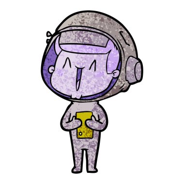 mutlu karikatür astronot vektör çizim