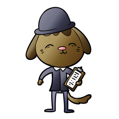 mutlu karikatür office çalışan köpek