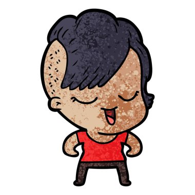 mutlu çizgi film kız vektör çizim