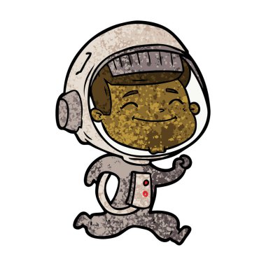 mutlu karikatür astronot vektör çizim