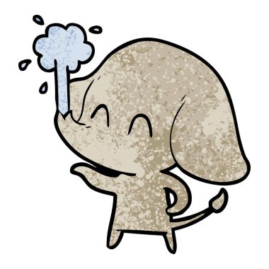 sevimli çizgi fil spouting su