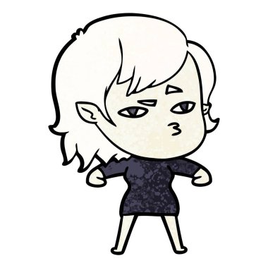 Çizgi filmdeki vampir kızın vektör çizimi