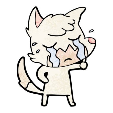 Tilki çizgi film ağlama vektör çizim