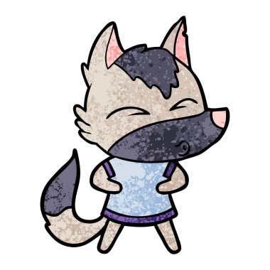 vektör çizim karikatür kurt ıslık