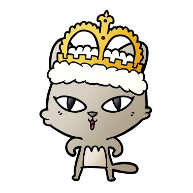 Karikatür kedi giyen taç