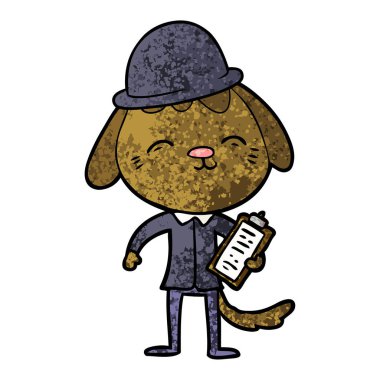 mutlu karikatür office çalışan köpek