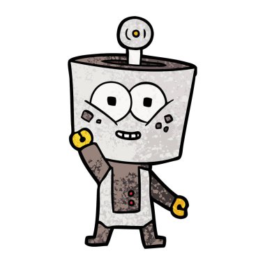 mutlu karikatür robot sallayarak Merhaba