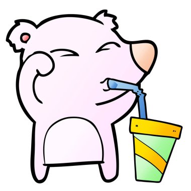 yorgun ayı soda içme gözlerini ovuşturarak çizgi film