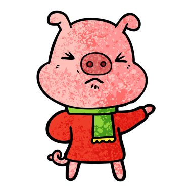 vektör çizim karikatür kızgın domuz