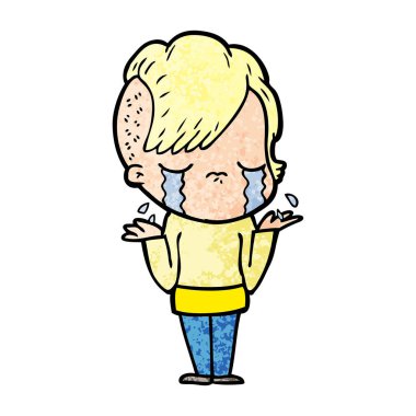 Ağlayan kızın vektör çizimi