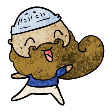 Sakal ve kış şapka ile mutlu adam