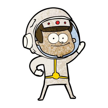 mutlu astronot karikatür vektör çizim