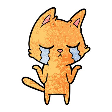 vektör çizim karikatür kedi ağlama