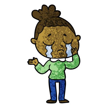 vektör çizim karikatür ağlayan kadın