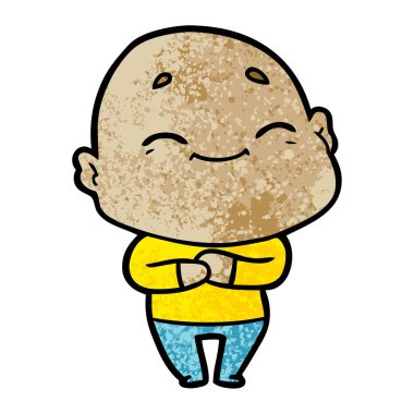 karikatür mutlu kel adam