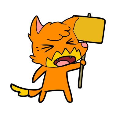 Tilki çizgi film karakteri protesto işareti ile