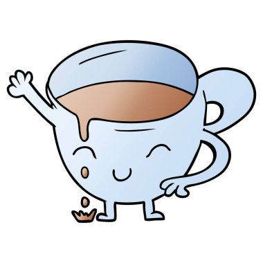 vektör çizim karikatür çay fincanı