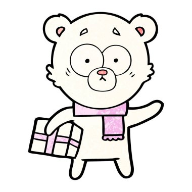 Kutup ayısı Noel mevcut karikatür ile